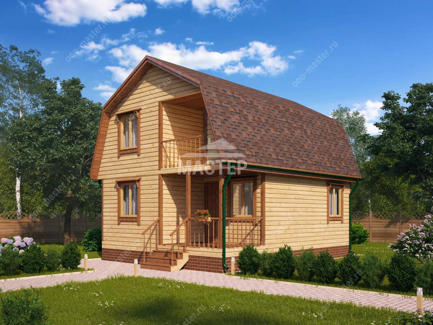 Каркасный дом 6×8 с мансардой «Ярославец»